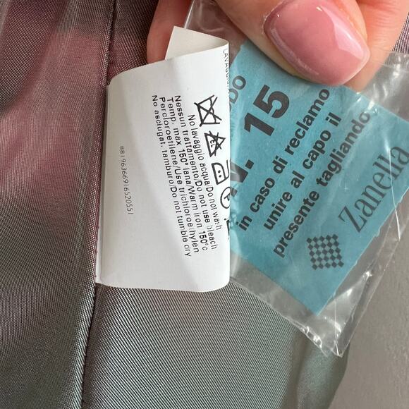 ZANELLA Green Jacket Geometric Wool Open Front Collared Single Breasted 10 ITALY - Picture 10 of 10